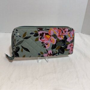 Vera Bradley Gray Floral Quilted Wallet